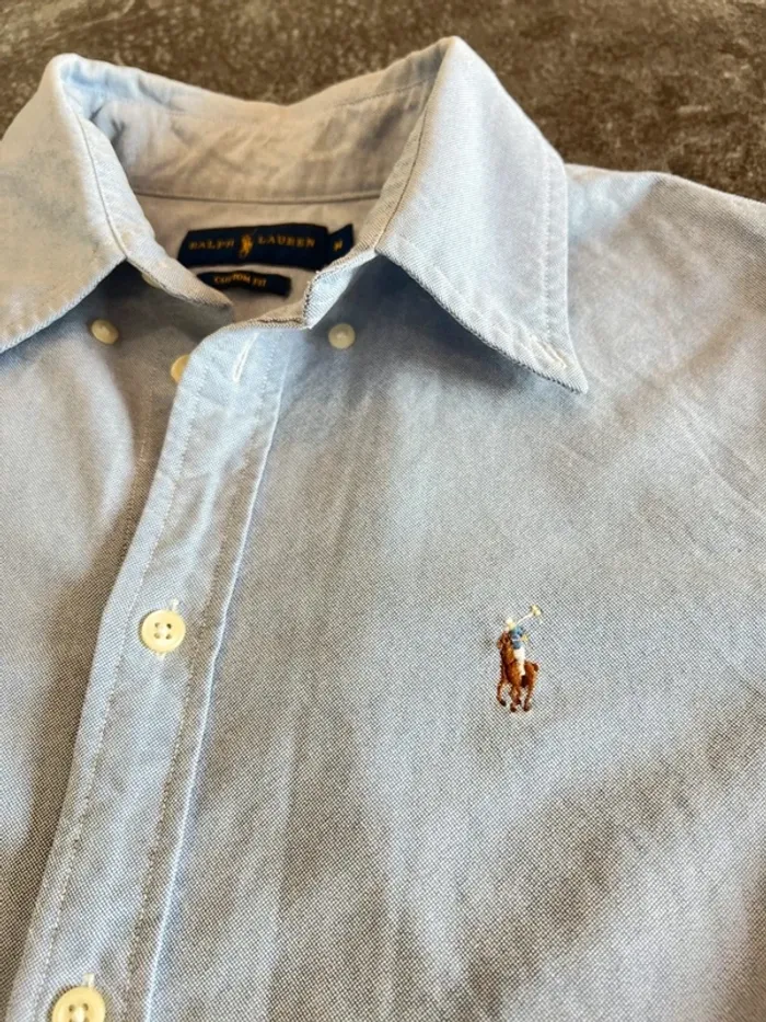 Chemise bleue coton homme Ralph Lauren taille M Camisa azul hombre blu uomo Blaues Hemd Herren - photo numéro 3