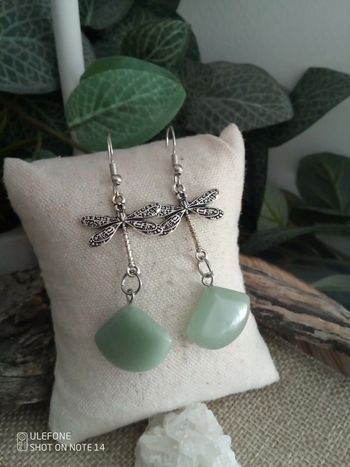 Boucles d'oreilles bohèmes libellules pierres d'aventurine naturelles