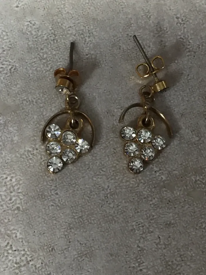Boucles pendantes brillants et dorées tbe