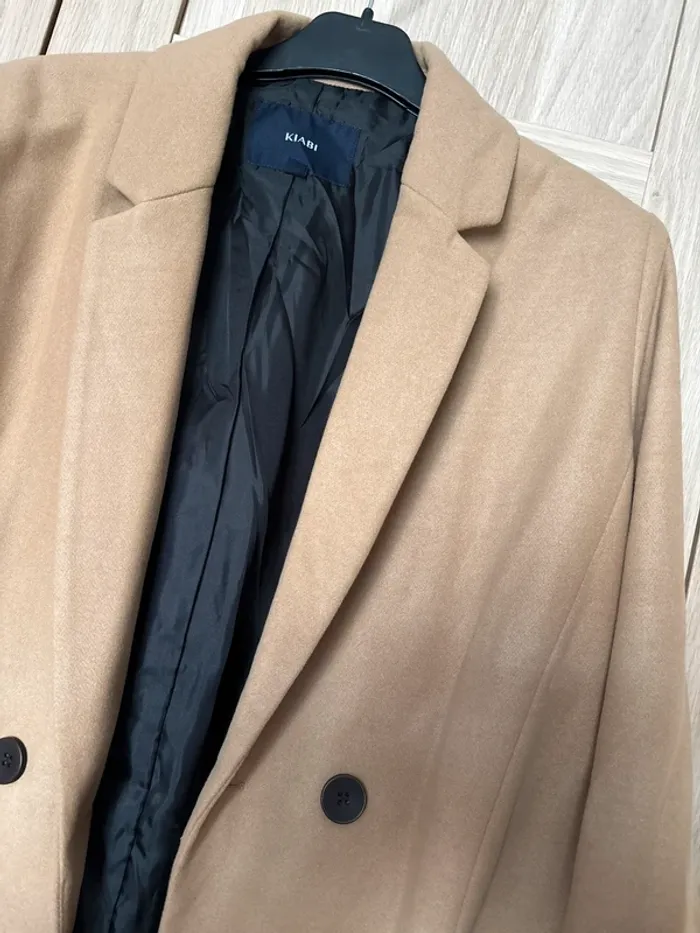 Manteau col tailleur aspect lainage beige KIABI t.44 - photo numéro 2