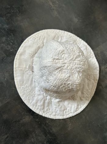 Chapeau de soleil blanc broderies anglaises 46 cm 