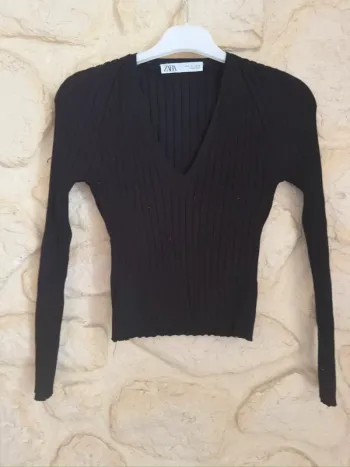 Haut côtelé noir Zara – Taille S