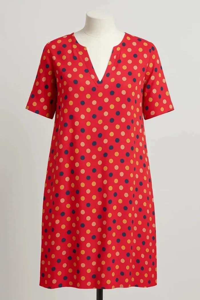 Robe rouge motif rond multicolore Pako Litto Taille L - photo numéro 2