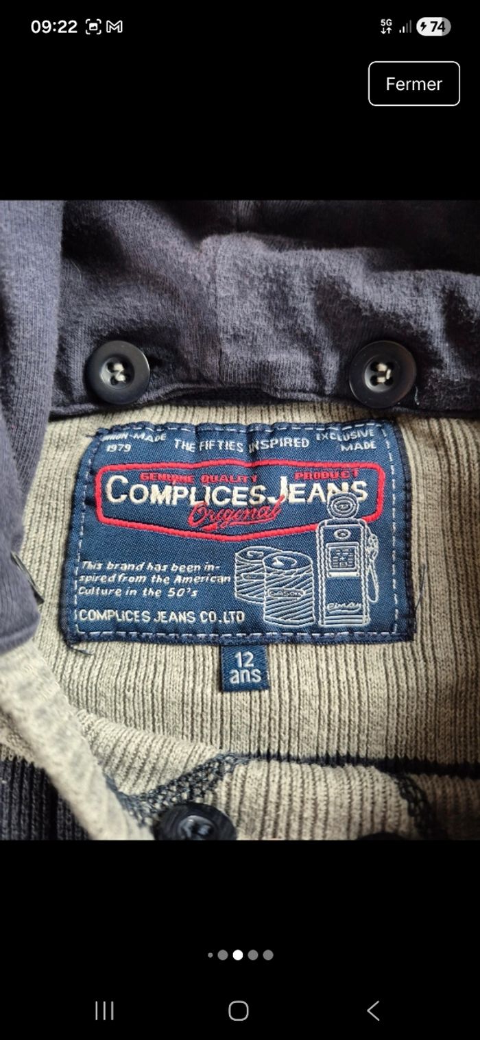 Pull à capuche détachable Complice Jeans gris – Taille 10 ans / 12 ans (taille petit) A75 - photo numéro 5