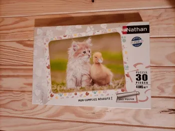 Puzzle Nathan 30 pièces - chaton et caneton 