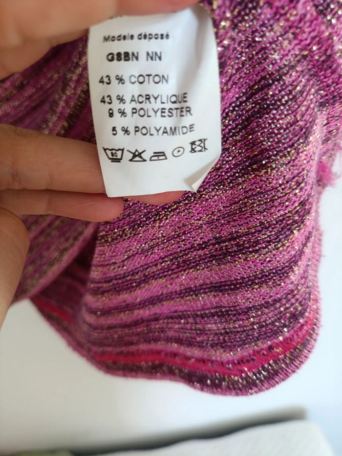 Top sans manches 55 Degrés rayé rose et doré effet métallisé - photo numéro 5