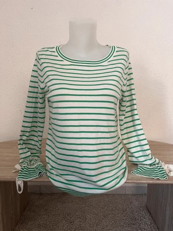 Pull à rayures blancs et vert Vero Moda taille L-40💫