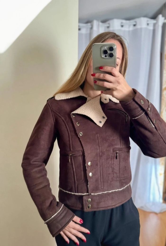 Veste style aviateur marron type peau de mouton Morgan 36 S - photo numéro 2