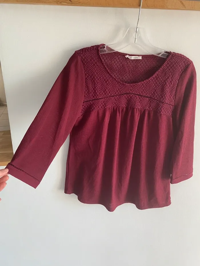 Blouse manche 3/4 promod bordeau