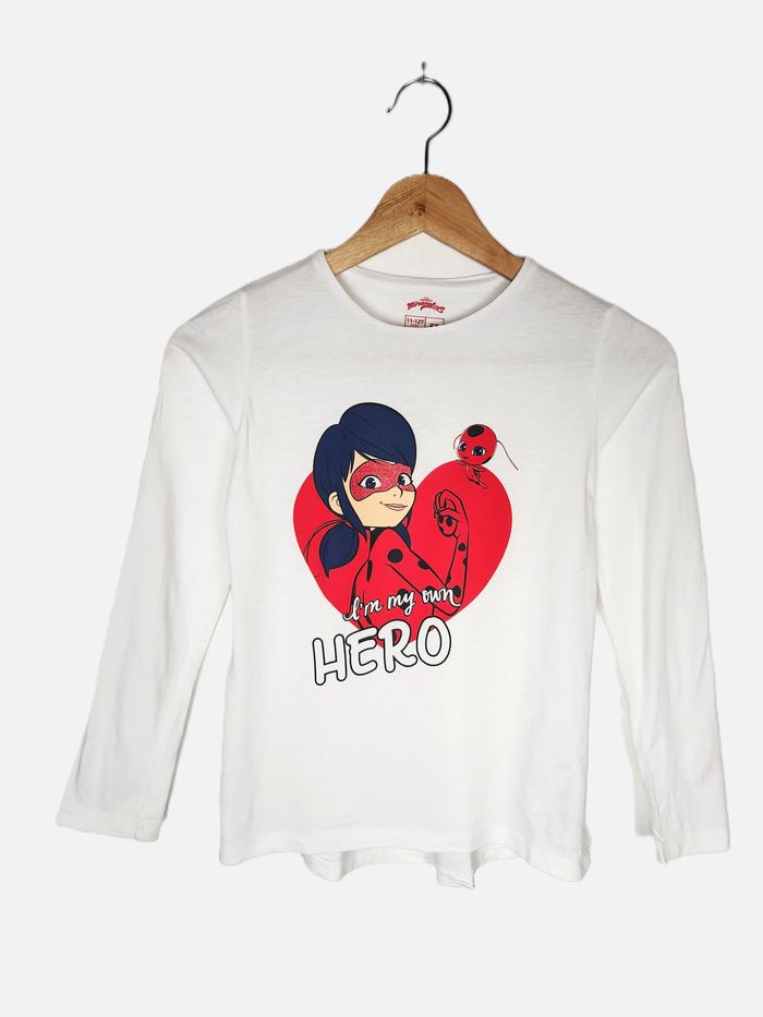 T-shirt Miraculous Ladybug, Blanc, Manches Longues, Taille 11 - 12 Ans