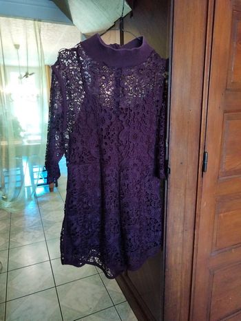 Combi short violette dentelle vintage L/40 y2k