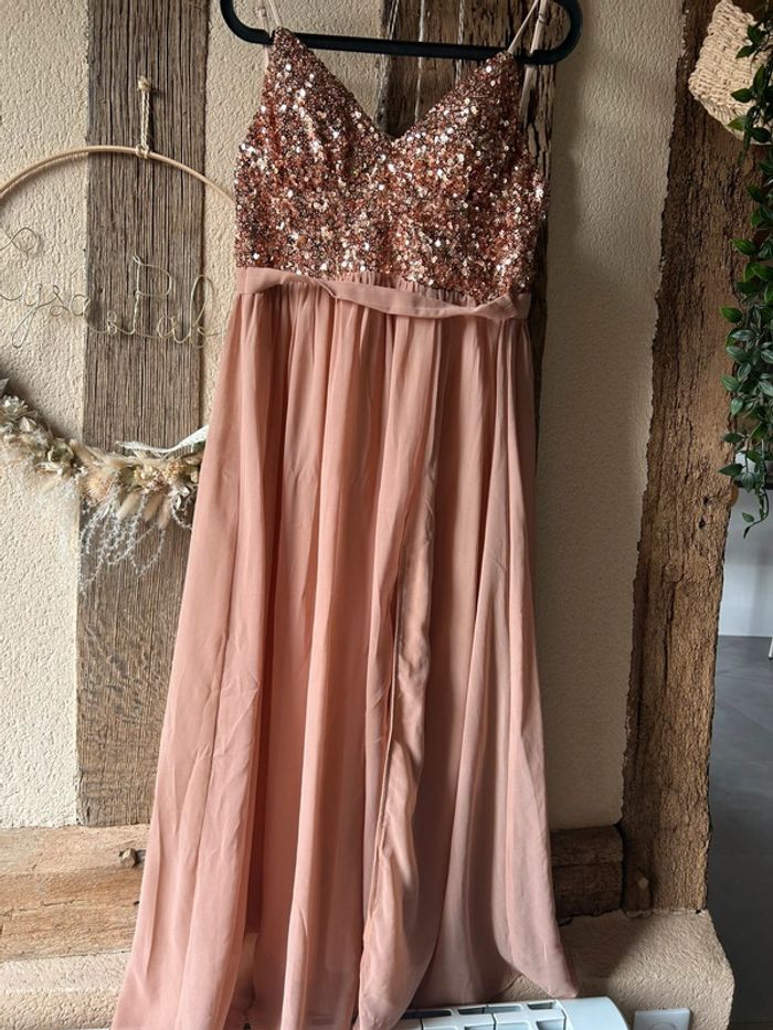 Robe demoiselle d’honneur mariage rose beige - photo numéro 4