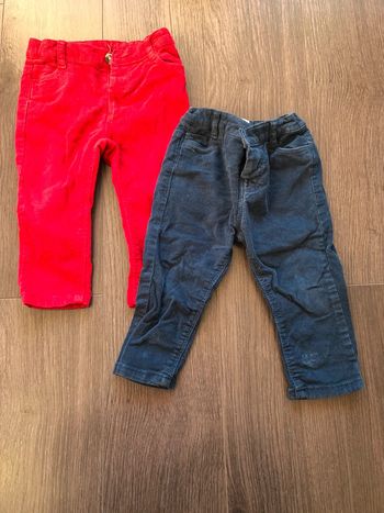 Lot 2 pantalons velours bébé 9 mois grands