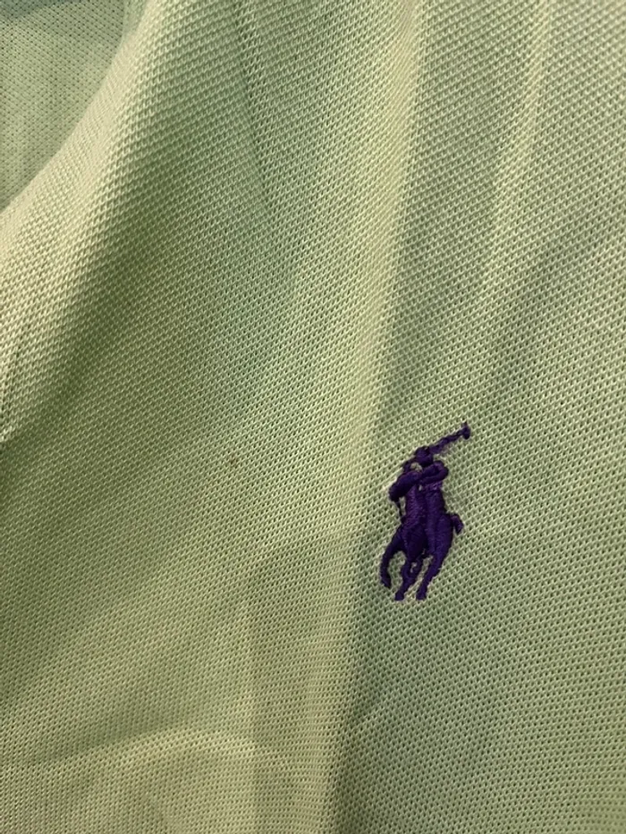 Polo Ralph Lauren vert anis – Logo violet (Taille L) - photo numéro 2