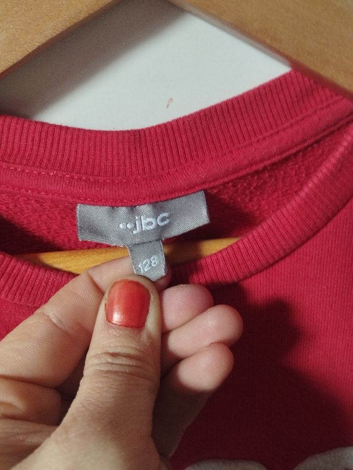 Pull sweat rouge jbc 8ans fille - photo numéro 6
