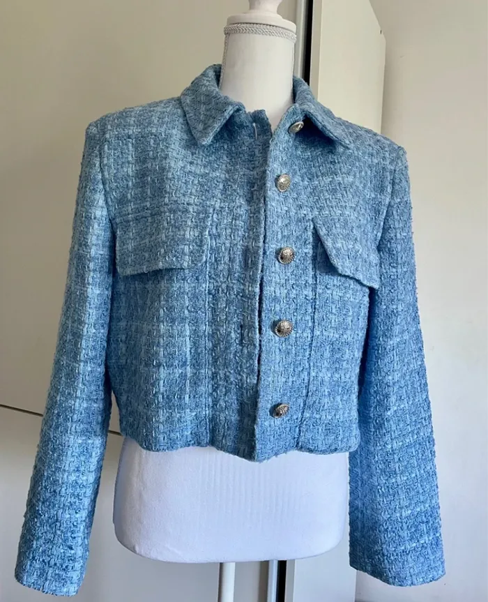 Zara Veste blazer tailleur cropped tweed taille M - photo numéro 15