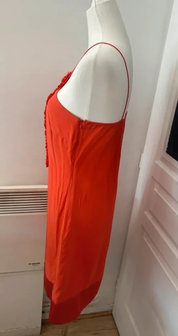 Caroll robe orange en soie, femme, taille 36 - photo numéro 4