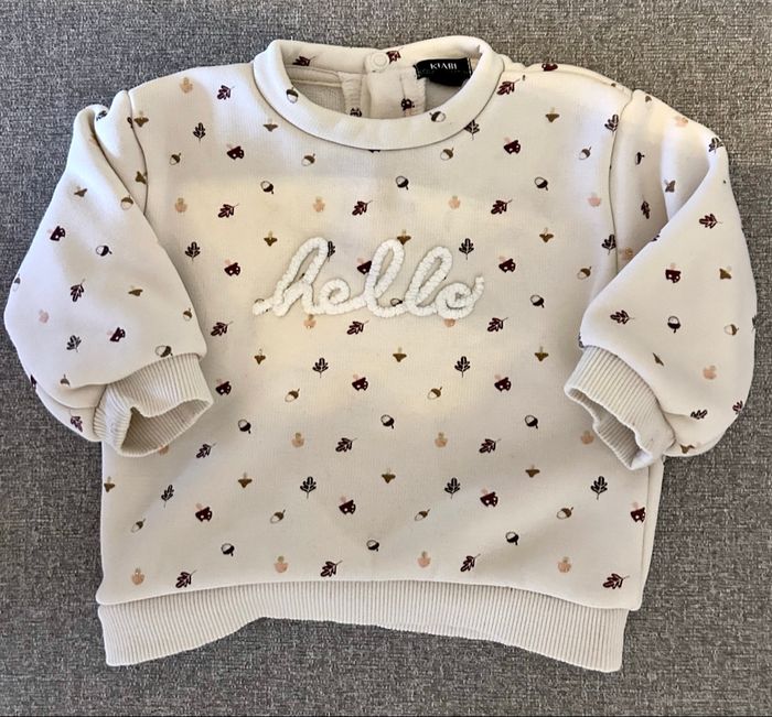 🐨 Joli Sweat « Hello » Kiabi - Taille 6 Mois (Mixte) TBE - photo numéro 2
