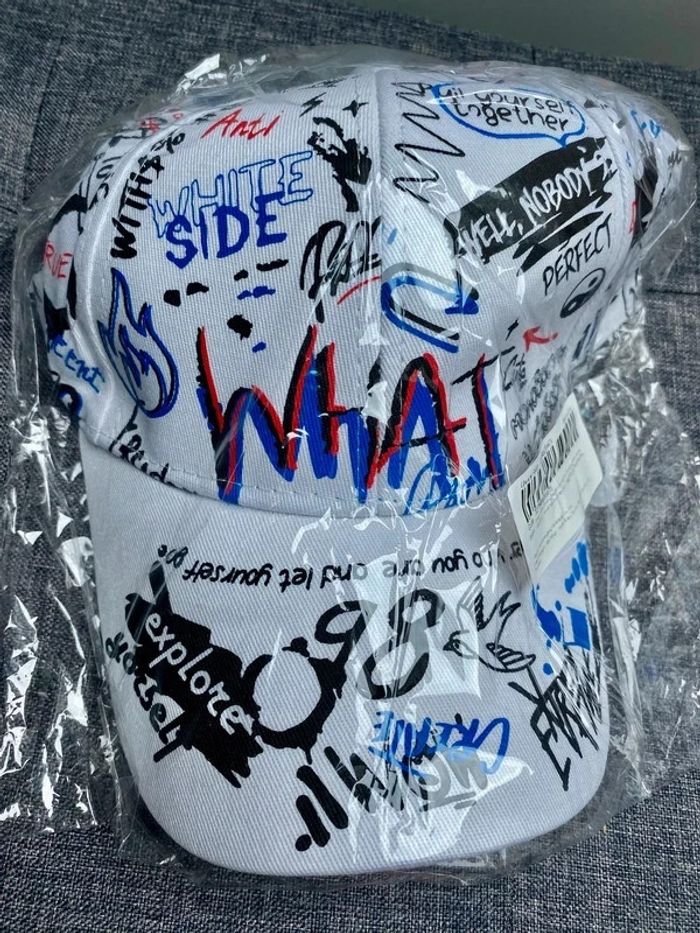 Casquette de baseball Hip Hop Cap Print Pop Art Snapback réglable ajustable Whte NЕUF - photo numéro 6