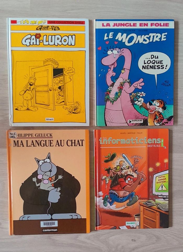 4 BD Geluck ma langue au chat, les informaticiens la jungle en folie gai-luron