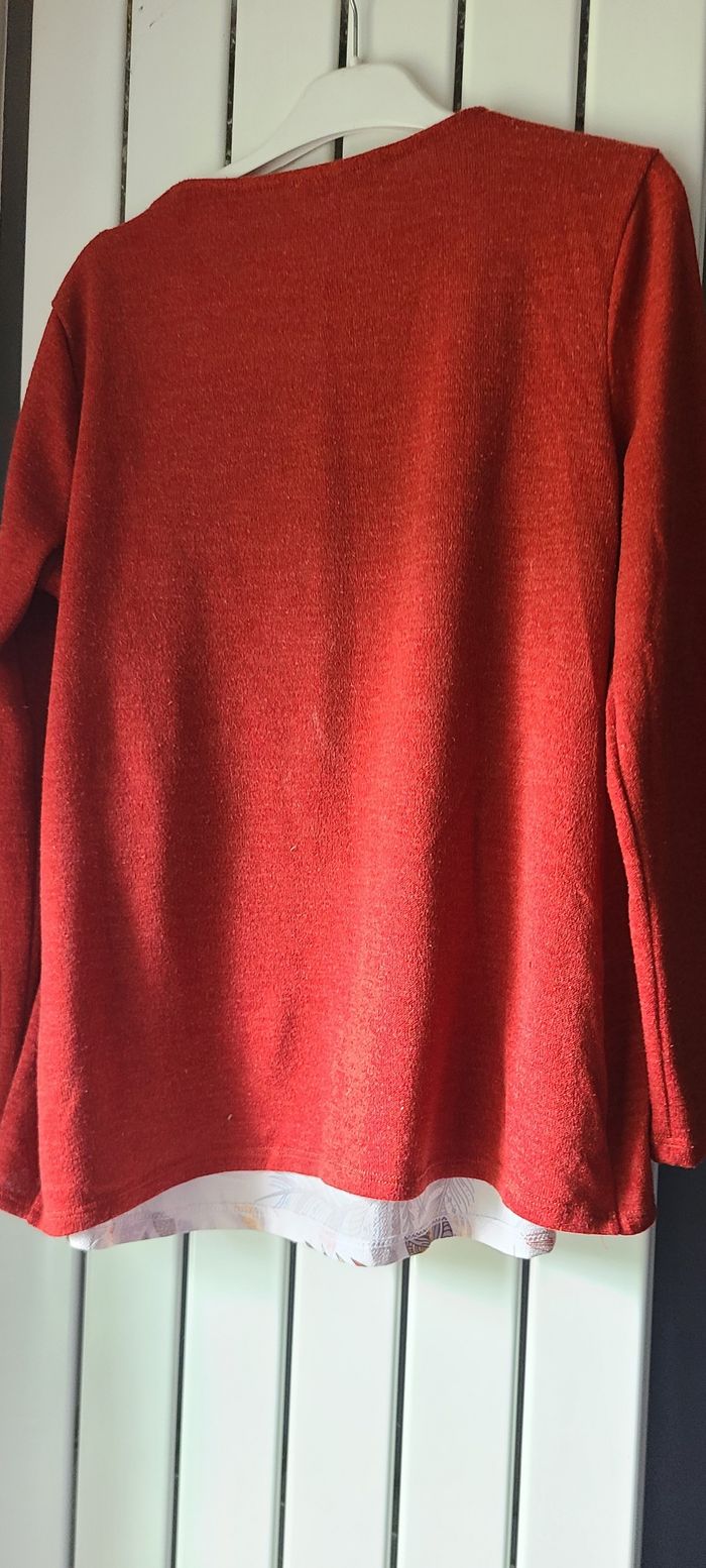 Haut rouge et blanc effet gilet Armand Thiery - photo numéro 2