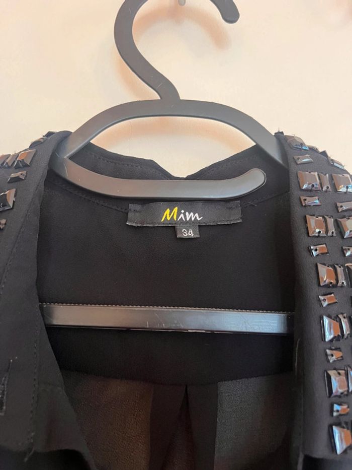 Chemise noir transparente mim taille 34 perles - photo numéro 5