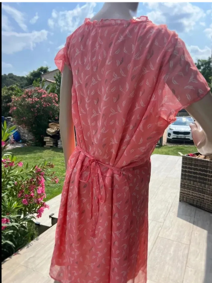 Robe fluide d’été neuve – rose et blanche – taille L/XL– longueur 94 cm - photo numéro 2