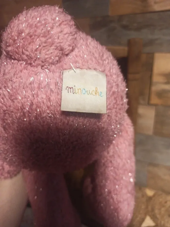 Peluche lapin rose paillettes Minouche tbe - photo numéro 4