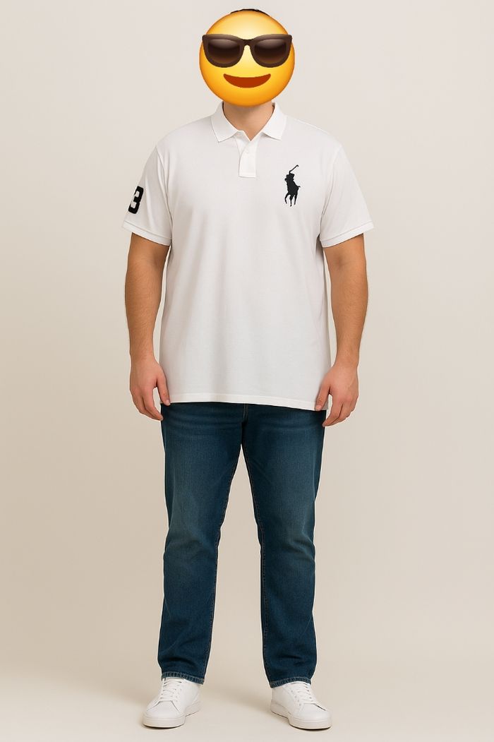 Ralph Lauren Polo MC TXL -Slim Fit -Big Pony Brodé Noir & Patch «3» Manche Droite - 100%Coton - photo numéro 8