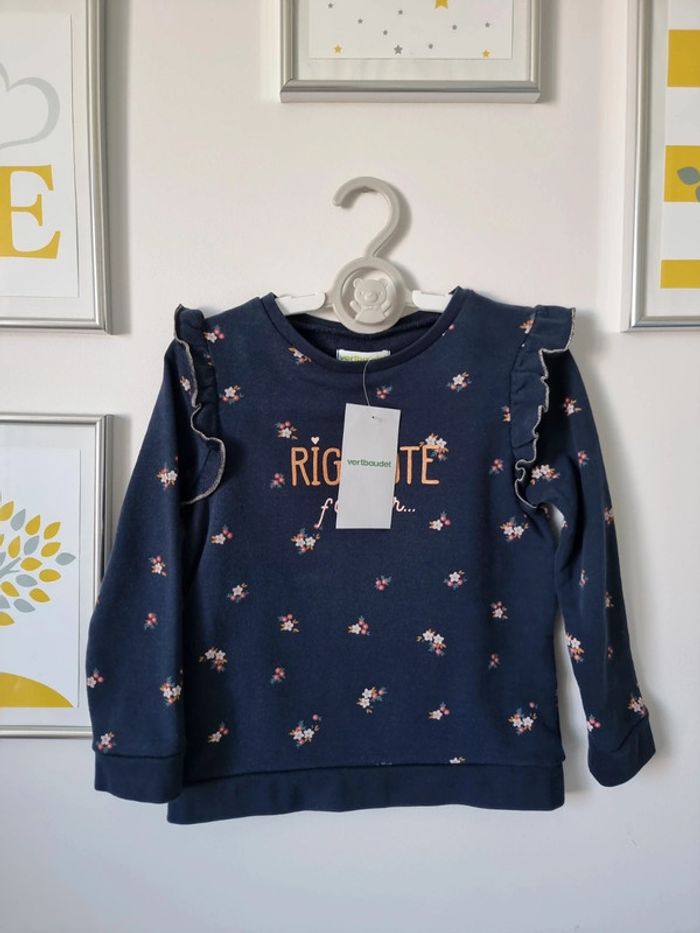 Sweat fleur marine rigolote vertbaudet taille 4ans neuf - photo numéro 2