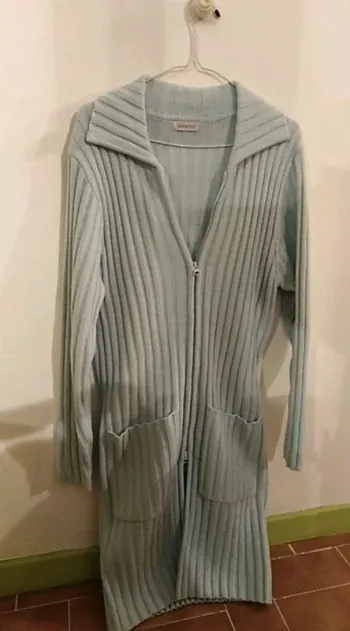 Gilet long zippé bleu ciel Blanche porte taille 38/40