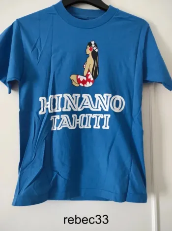 T-shirt double face logo Hinano tahiti bleu