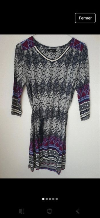 Robe manches 3/3 motifs ceinture mim