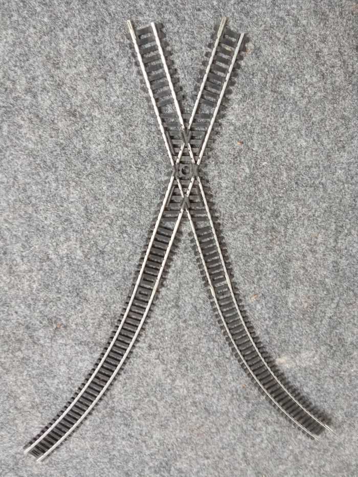 Lot de 17 rails en métal pour train électrique, courbe, droite, croisement - photo numéro 7