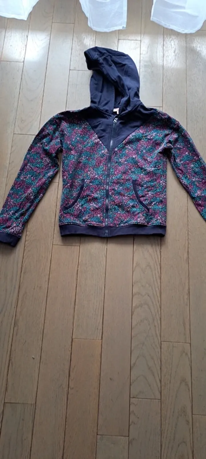Sweat zippé à capuche fille