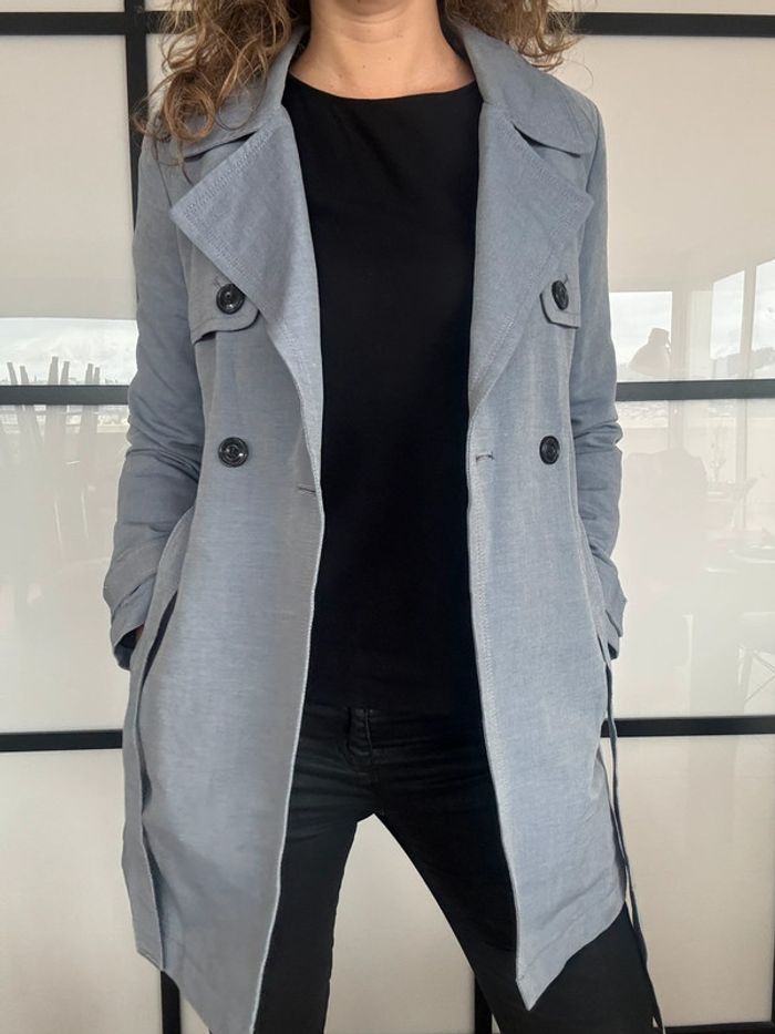 Superbe trench IKKS bleu gris 38 - photo numéro 6