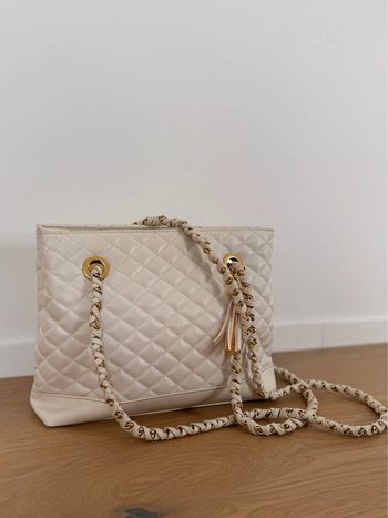 Sac blanc femme chaînes doré or matelassés blanc chaînes doré or zip bandoulière à main borsa