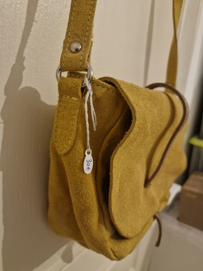 Sac Bandoulière Cuir Véritable - Jaune Moutarde - photo numéro 4