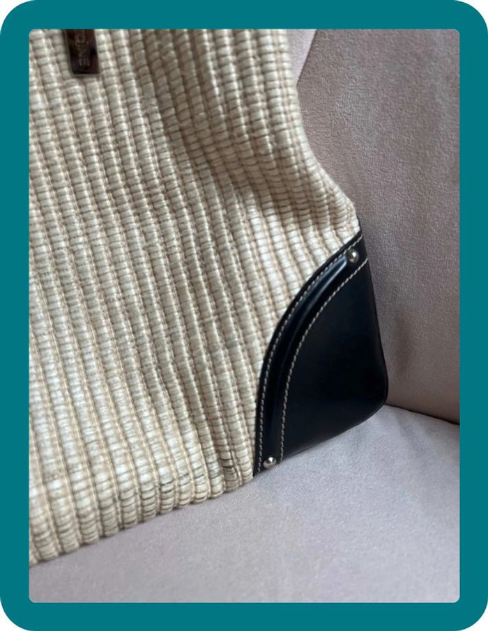 Sac à main cabas paille et cuir vintage - Anne Fontaine - photo numéro 4