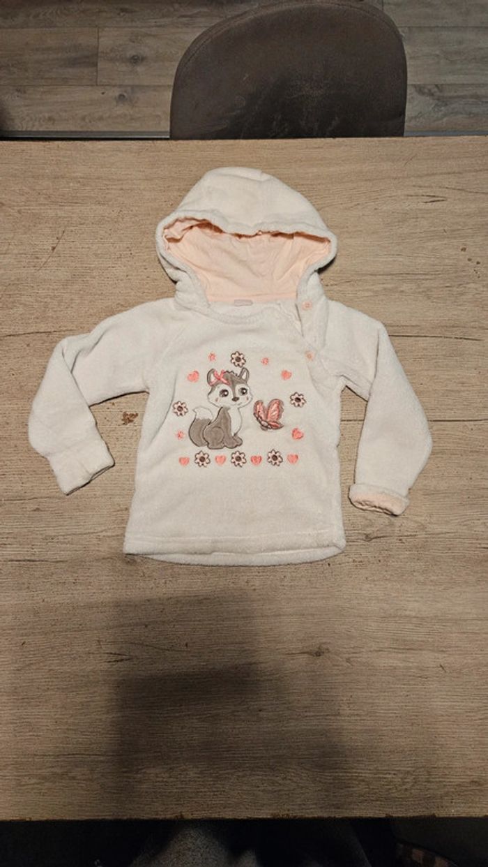 Adorable pull à capuche, polar, blanc, Smile, taille 98/3ans, nickel - photo numéro 2