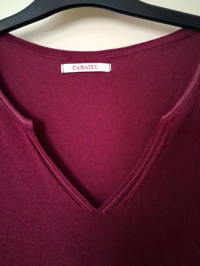 Joli pull bordeaux taille 38 Camaïeu j - photo numéro 3