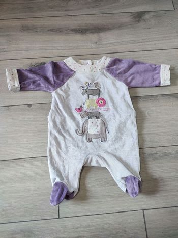 Pyjama 1 mois kitchoun lilas éléphant