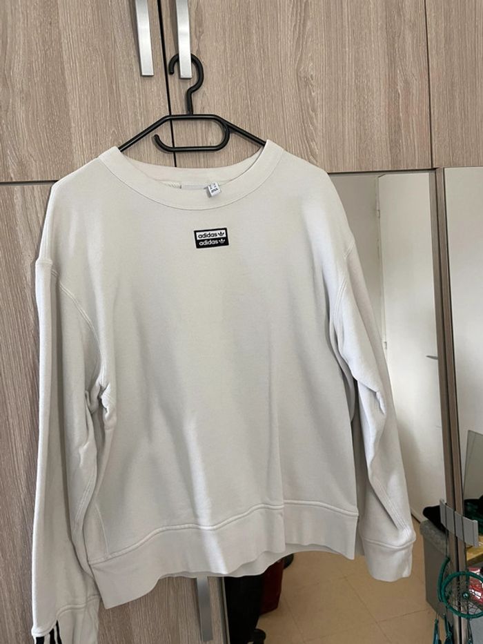 Pull blanc adidas