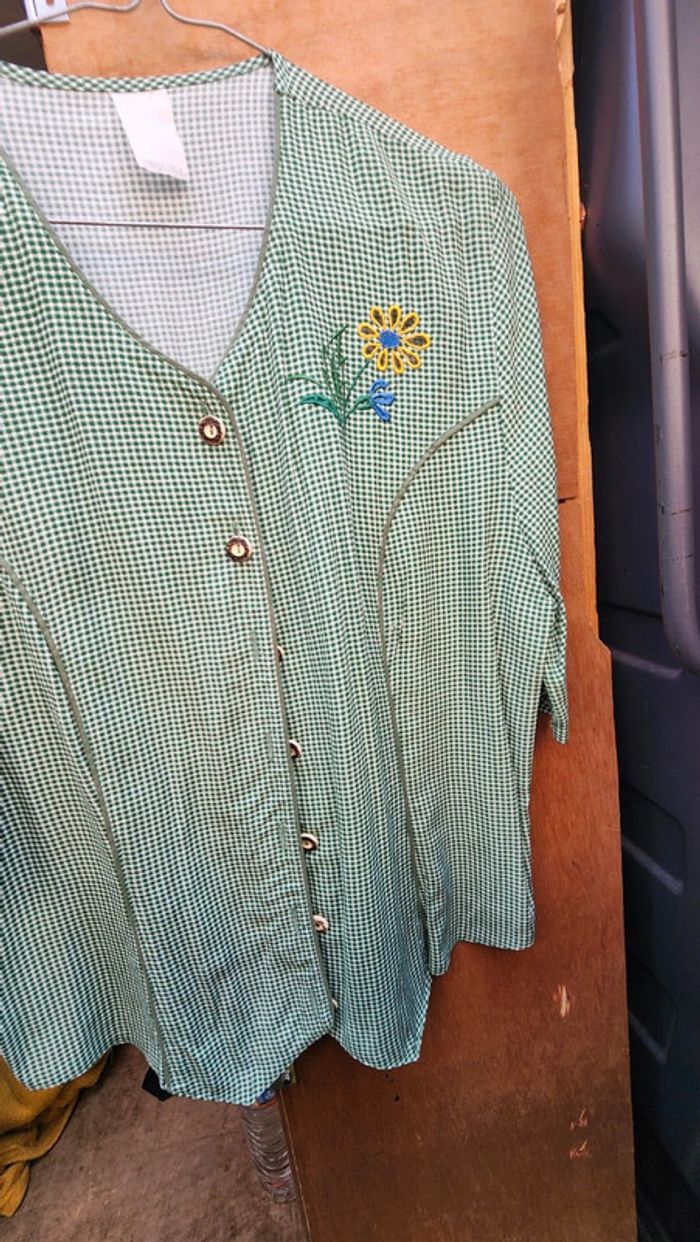 Superbe blouse vichy brodée autrichienne vintage - photo numéro 5