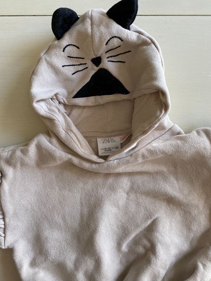 Sweat capuche chat Zara 12 mois - photo numéro 2