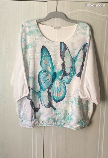 Tee-shirt manches 3/4 - femme - taille 46/48