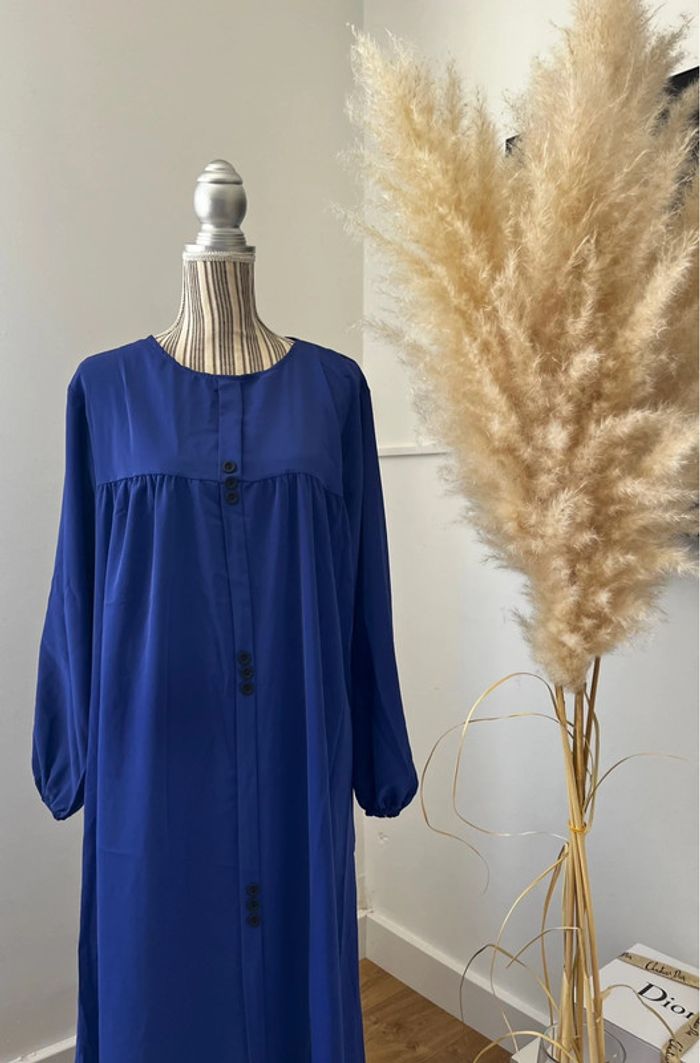Abaya bleu boutonnée - photo numéro 3