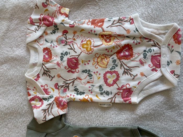 Lot de 2 bodies bébé “Petit Béguin” Fleurs & Nature – 3 mois (62 cm) - photo numéro 4