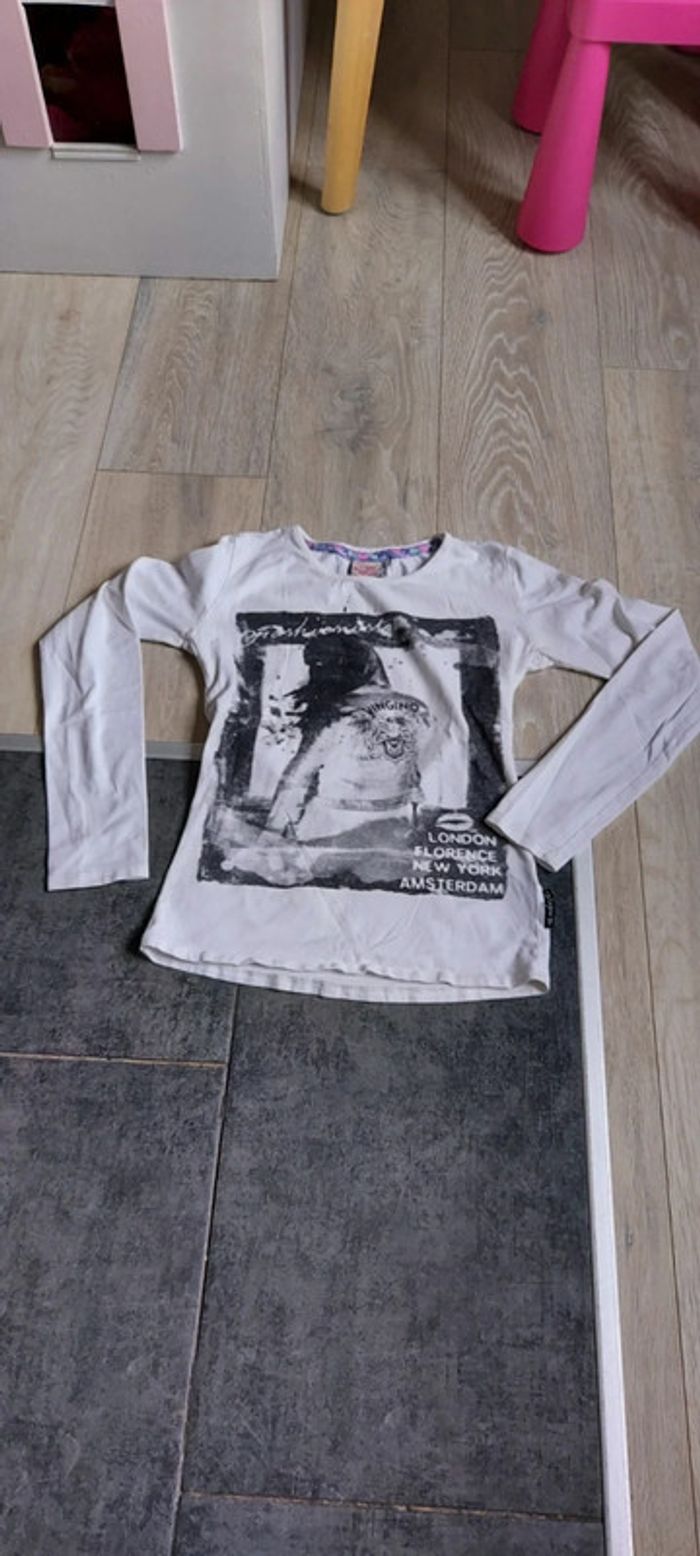 T shirt blanc manches longues Vingino, 14 ans