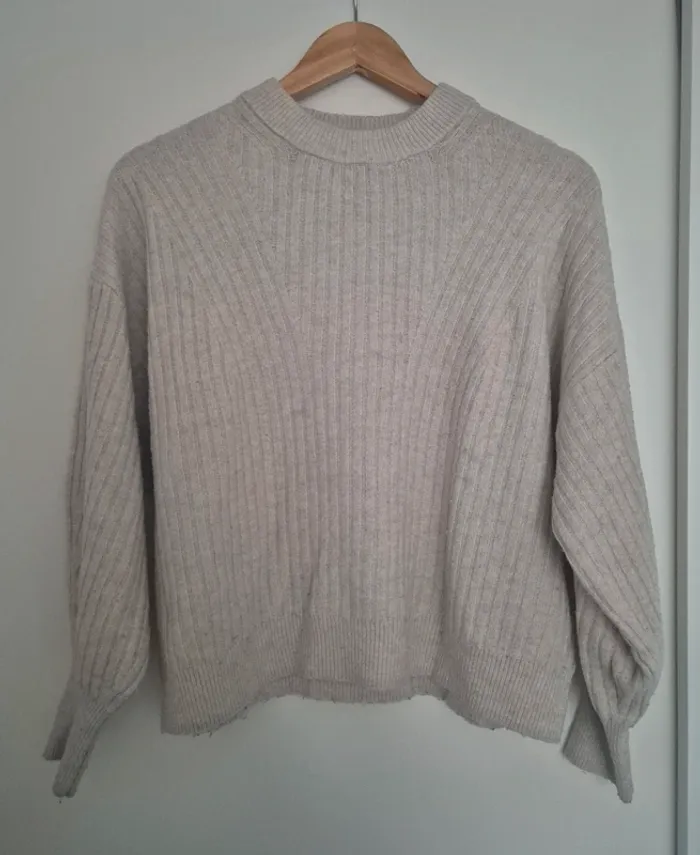 Pull côtelé beige/crème - H&M - photo numéro 2